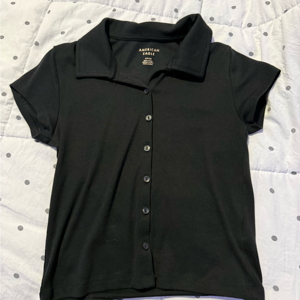 American Eagle Outfitters Woman’s XS Black Button Down crop Shirt